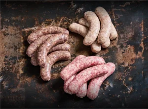 VENISON & LAMB SAUSAGE WITH DRIED PEACHES & CASHEW NUTS