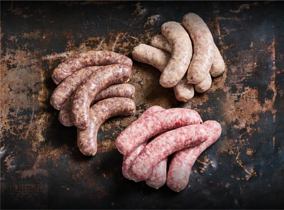 VENISON & LAMB SAUSAGE WITH DRIED PEACHES & CASHEW NUTS